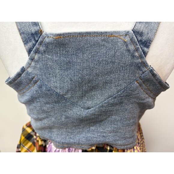 Ces Femme Overall Plaid Denim Long Dress Sz Small Pockets Country Farmgirl Rodeo - Picture 12 of 16